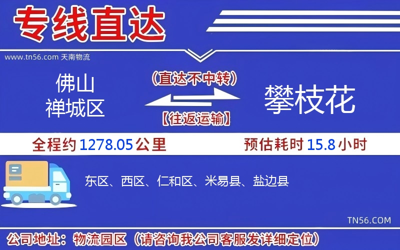 佛山禪城區(qū)到攀枝花物流公司