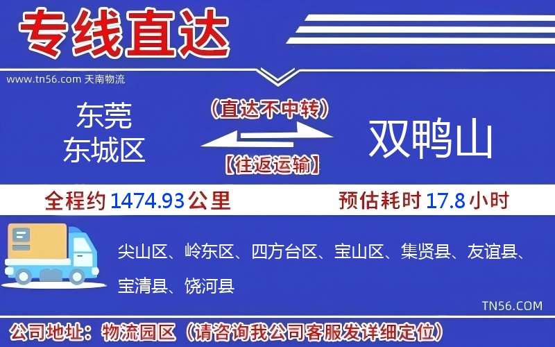 東莞東城區(qū)到雙鴨山物流公司