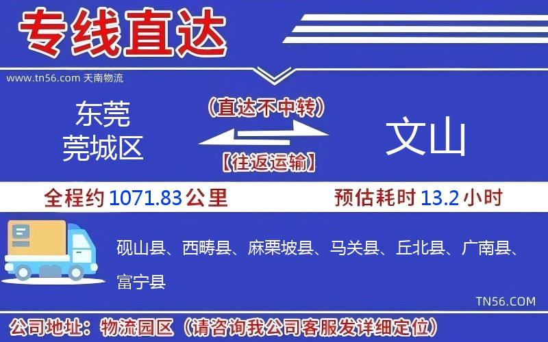 東莞莞城區到文山物流公司 東莞莞城區到文山物流公司