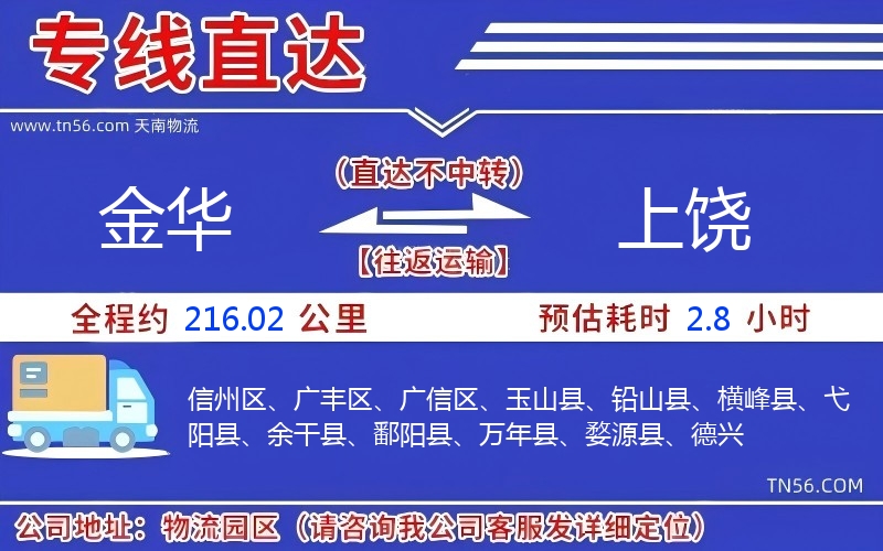 金華到上饒物流公司